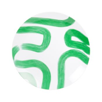 MILO - Lotto di 3 - Piatto da dessert in porcellana con motivi grafici verdi