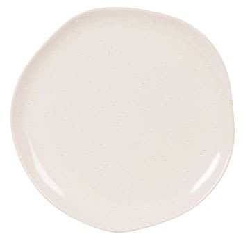 Atilia - Piatto piano in gres bianco sporco screziato