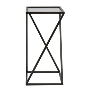 PIAZZELA - Mesa de apoio de metal preto e vidro