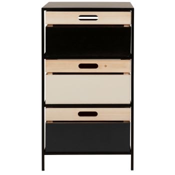 HOMCOM Mobile Contenitore Con 3 Cassetti E Ripiano Regolabile - Legno Naturale, 60x30x81 Cm