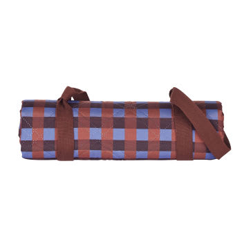 KANBU - Picknicktafelkleed met blauw en bruin geweven ruitpatroon 140x200