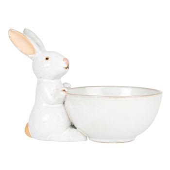 PINIPIN - Lotto di 2 - Ciotola in porcellana bianca con coniglio