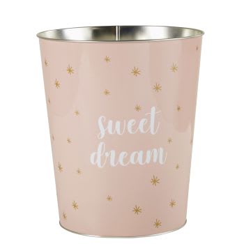 SWEET DREAMS - Pink Printed Metal Basket