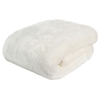 SNOWDON - Plaid en fausse fourrure blanc 150 x 180 cm 