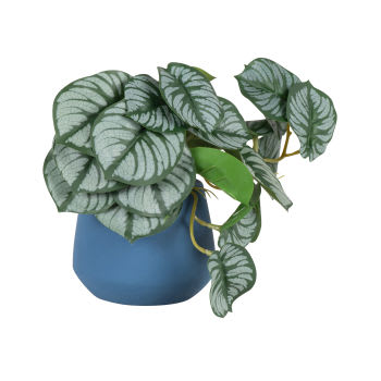 BRUNA - Plante artificielle et pot bleu