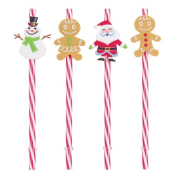 NOEL - Set van 2 - Plastic fantasierietjes rood en wit (x4)