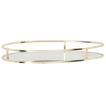 Plateau miroir rond en laiton poli - SA - Antiquités décoration