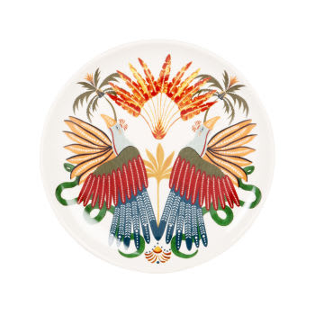 MASKAT - Plato de postre de gres con estampado tropical multicolor