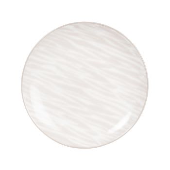 ANATOLIA - Lote de 3 - Plato de postre de porcelana con estampado en beige y blanco
