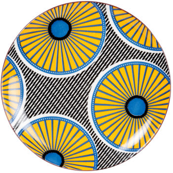 ANKARA - Lote de 2 - Plato plano de porcelana con estampado gráfico multicolor