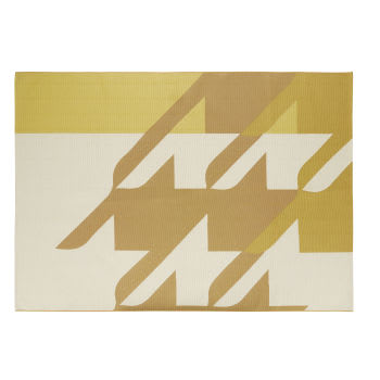 PONTEIL - Alfombra de tejido jacquard color crudo, amarillo mostaza y marrón 160 x 230