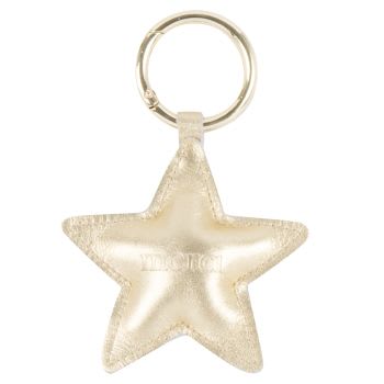 MERCI - Porta-chaves com estrela em couro e inscrição em dourado