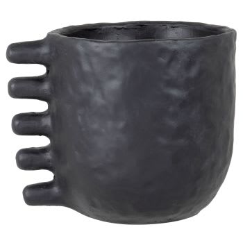 Portavasi in cemento nero alt. 18 cm