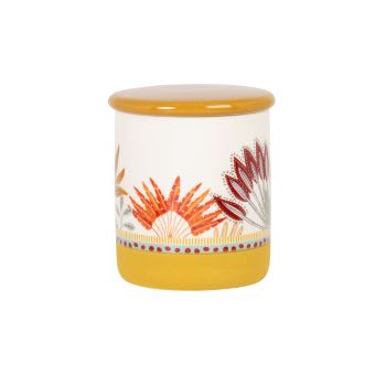 AQABA - Pot en grès jaune motif floral multicolore H11