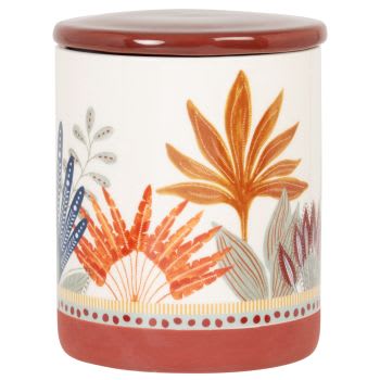 AQABA - Pot en grès rouge motif floral multicolore H15