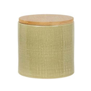 YELLOWSTONE - Pot en grès vert couvercle en bambou H11