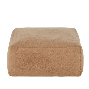 Isi - Pouf carré bouclettes en polyester recyclé beige