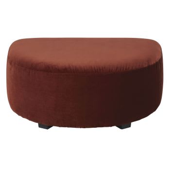 Pouf SIGN LUCILLA In Effetto Velluto Forest - Diametro 35 Cm, Altezza 40 Cm, Struttura Legno E MDF, Base Oro