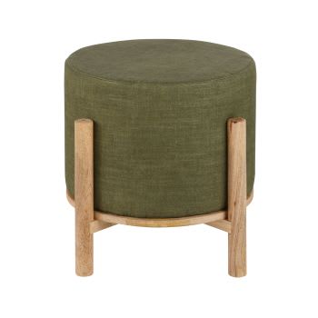 Asma - Pouf rond en coton et lin verts