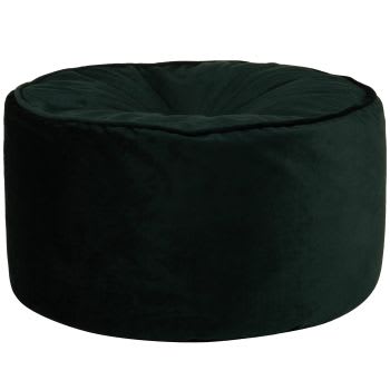 Pouf rond en polyester vert