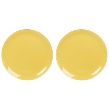 AYA - Lote de 2 - Prato raso em vidro amarelo