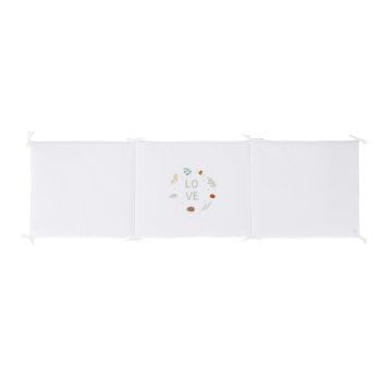OULANKA - Protector de cuna blanco con bordado multicolor 180x52 cm