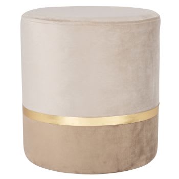 MANDURIAN - Pufe em veludo cinzento claro e metal dourado