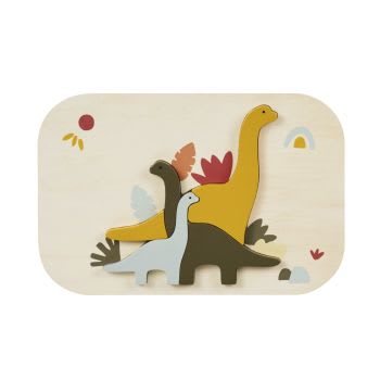 Puzzle de dinossauros azuis, verdes e amarelo-mostarda