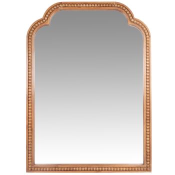 QANDALA - Miroir avec perles en bois de sapin gravé 66x90