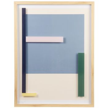 Wembley - Quadro con forme geometriche blu, verde, gialle e beige 45x60 cm