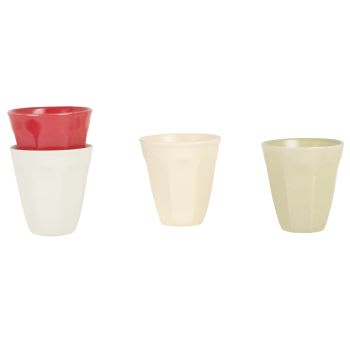 RAMATUELLE - Coffret tasses (x4) en grès vert, beige, rouge et gris