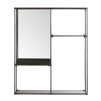 Regal mit Spiegel aus schwarzem Metall