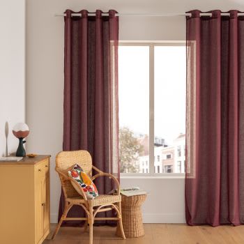 Rideau à pattes cachées en coton tissé rouge bordeaux à carreaux à l ...