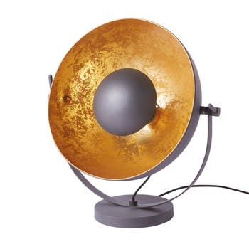 Lampe projecteur trépied FLINT noire mate intérieur doré en métal