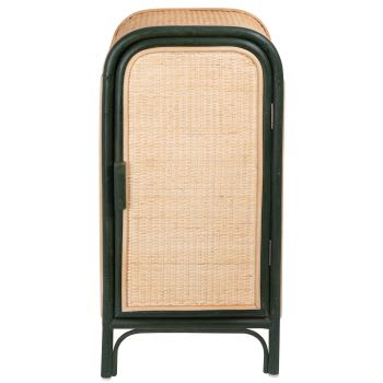 Greeny - Rotan opbergkast met 1 plank, donkergroen/naturel, 32 x 65,5 x 25 cm