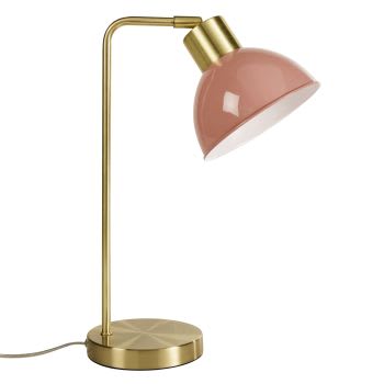 Roze en goudkleurige metalen lamp
