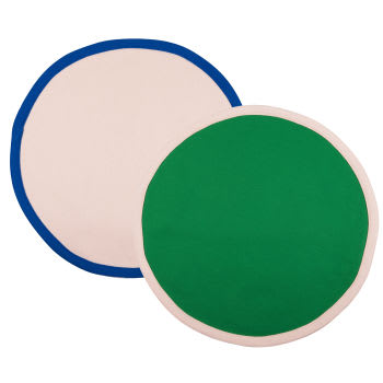 JALIO - Runde Tischsets aus Bio-Baumwolle, puderrosa und grün, D38cm