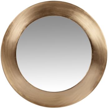 ARINGA - Runder Spiegel aus goldfarbenem Metall, D36cm