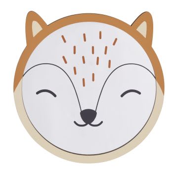 FOXY - Runder Spiegel mit Fuchs, beige und orange, D24cm