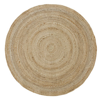 Runder Teppich aus geflochtener Jute, beige, D150cm