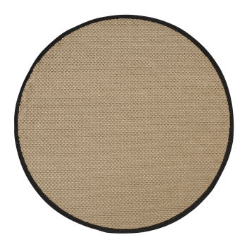 Runder Teppich aus gewebtem Polypropylen, beige und schwarz D160
