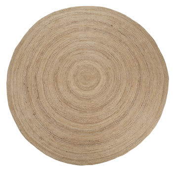 BRAGA - Runder Teppich aus gewebter Jute, beige, D250cm