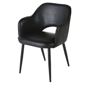 Sacha Business - Zwarte metalen fauteuil voor professioneel gebruik