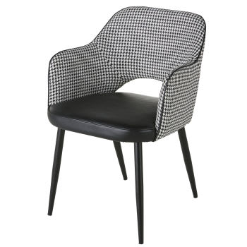 Sacha Business - Zwarte metalen fauteuil voor professioneel gebruik met pied-de-pouleprint