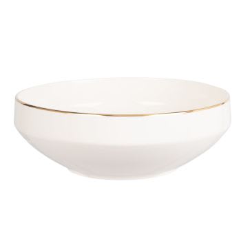 BERENICE - Saladeira em porcelana branca e dourada