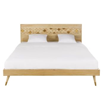 Salome - Lit en bois de manguier avec tête de lit 180x200