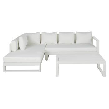 Thetis - Salon de jardin 5 places en aluminium blanc