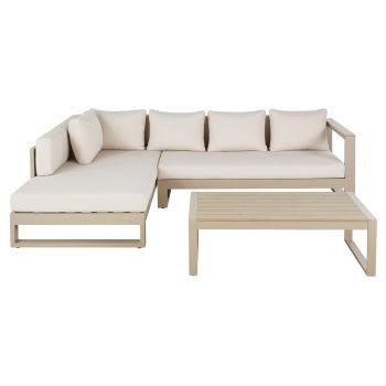 Thetis - Salotto da giardino 5 posti in alluminio grigio talpa ed écru