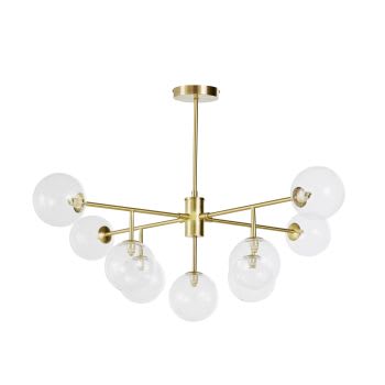 SAMODE - Lámpara de techo con 9 bolas de cristal y metal dorado