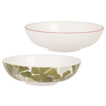 SANARY - Suppenschüsseln aus weißrotgrünem Steingut, Set aus 2